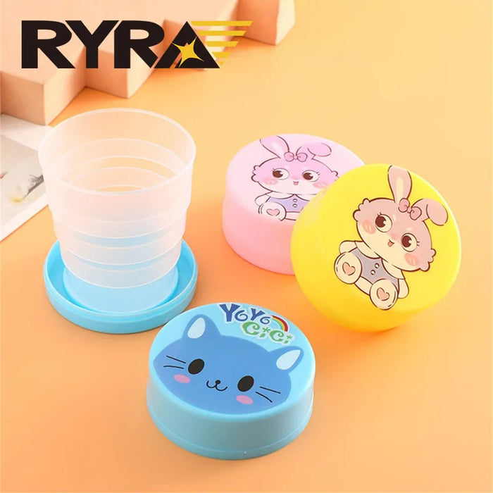 Portable Cup Excellent Material Portable Mouthwash Cup Blue Cartoon Retractable Cup Durable Foldable Mouthwash Cup Easy To Carry