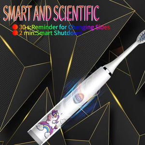 Children Clean Electric Toothbrush Cartoon Kids With Replacement Head Ultrasonic  IPX7 Waterproof Rechargeable Sonic Toothbrush