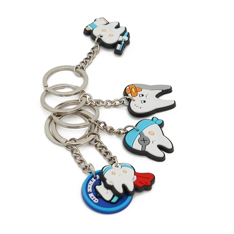 10PCS TEETH KEYCHAIN: Tooth Health Toothbrush Key Rings, Holders ...