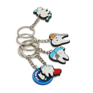 10pcs Teeth Keychain Teeth Health Toothbrush Key Rings Holders Tooth Shape Model Kids Gift Keys Pendant