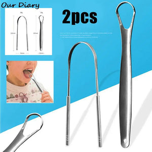Hot sale 1/2 Pcs Tongue Scraper Stainless Steel Tongue Cleaner Bad Breath Removal Oral Care Tools