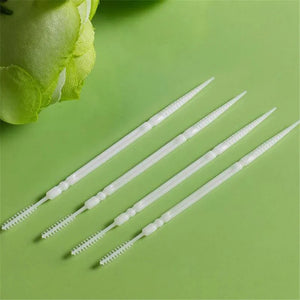200pcs/set Soft Plastic Double-head Brushed Toothpick Oral Care 6.2 Cm Interdental Brush Toothbrush for Dentures