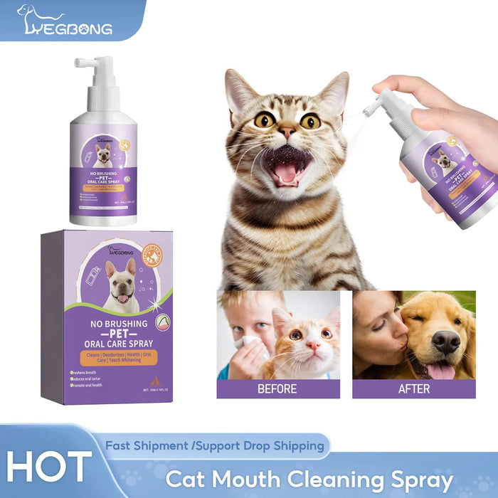 Dog Tooth Cleaning Spray Cat Oral Tooth Stain Removal Breath Freshing Deodorizing Mouth Anti-bad Breath Pets Dental Care Spray