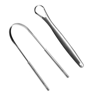 2pcs U Type Tongue Scraper Stainless Steel Oral Tongue Cleaner Brush Cleaning Coated Tongue Toothbrush Oral Hygiene Care Tools