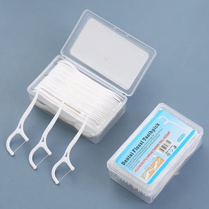 50Pcs/box Disposable Dental Floss Oral Hygiene Pick Stick Flosser Teeth Stain Cleaning Toothpick Interdental Brush For Travel