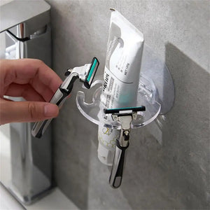 Self-adhesive Toothbrush Holder Wall Mount Toothpaste Dispenser Storage Squeezer Shelves Shaver Holder Bathroom Accessories