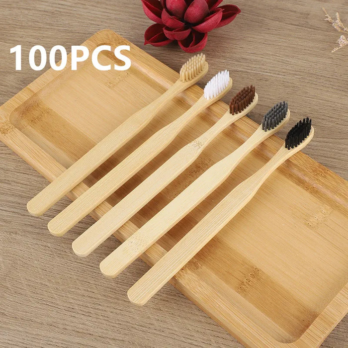 50/100PCS Hard Toothbrush Bamboo Toothbrush for Adult Manual Toothbrsuh Hard Bristles with individual paper bag for travel hotel