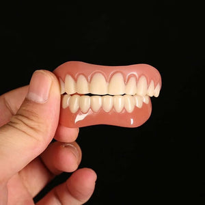 Smile Teeth Fake Braces Lower and Upper Fake Teeth Veneer Silica Gel False Teeth Removable Denture Oral Care Dentistry Veneer