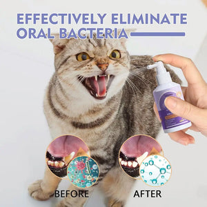 50ml Pet Oral Cleanse Spray Dogs Teeth Cleaning Breath Tartar Spray Buildup Spray Freshener Reduce Dental Pet & Plaque P1u4