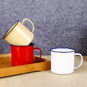 Enamel Water Mug Wide Opening Mouthwash Cup Non-sliding Base Drink Mug Anti-deform Kids Children Water Cup Outdoor Camping Cup
