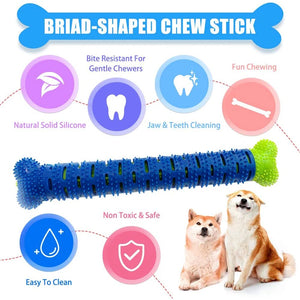Puppy Brush Toothbrush Dog Chew Toy Stick Cleaning Massager Pet Teeth Cleaning Toys Multifunctional Silicone Doggy Dental Care