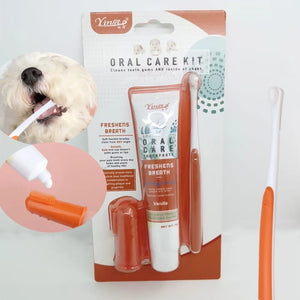 Dog Cat Toothbrush Toothpaste Kit Pet Cleaning Tooth Oral Cleaner Kitten Puppy Gel Toothpaste Set Pet Grooming Supplies