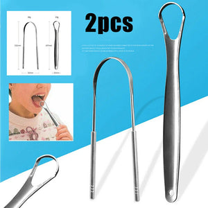 2pcs U Type Tongue Scraper Stainless Steel Oral Tongue Cleaner Brush Cleaning Coated Tongue Toothbrush Oral Hygiene Care Tools