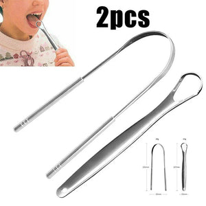 2pcs U Type Tongue Scraper Stainless Steel Oral Tongue Cleaner Brush Cleaning Coated Tongue Toothbrush Oral Hygiene Care Tools