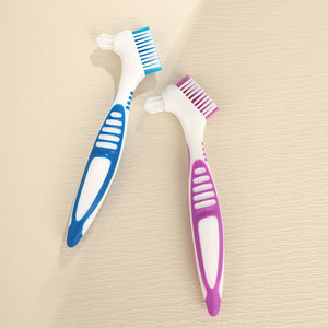 Multi-Layered Bristles Toothbrush Portable Ergonomic Denture Cleaning Brush Dual Heads Oral Care Tool Parents Denture Toothbrush