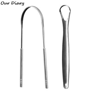 Hot sale 1/2 Pcs Tongue Scraper Stainless Steel Tongue Cleaner Bad Breath Removal Oral Care Tools
