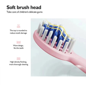 Children Clean Electric Toothbrush Cartoon Kids With Replacement Head Ultrasonic  IPX7 Waterproof Rechargeable Sonic Toothbrush