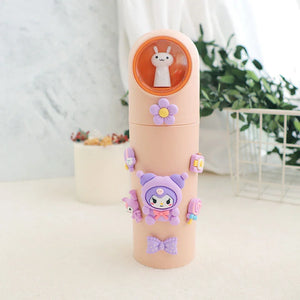 Kawaii Sanrioed Kuromi Mouthwash Cup Storage Box Cute Hello Kitty My Melody Cinnamoroll Travel Portable Plastic Toothbrush Cup
