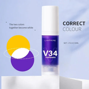 V34 Pro Smile Removal Plaque Stain Purple Corrector Teeth Whitening Toothpaste Enamel Care Easy Reduce Yellowing Oral Clean Care