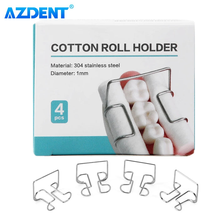 4PCS/Box AZDENT Dental Orthodontic Clip Cotton Roll Holder Sterilizable Stainless Autoclavable Dentistry Lab Supplies Tools for