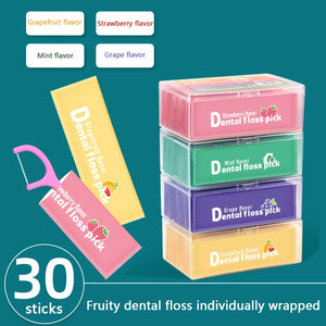 30/50PCS Floss Toothpick Set Colorful Fruit Flavor Dental Floss Pick Portable Toothpick Floss Teeth Cleaner With Storage Tube