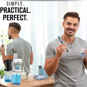 550ml Automatic Mouthwash Dispenser Rechargeable Mounted Mouth Wash Dispensers 3 Dispensing Levels with Magnetic Cups Storage