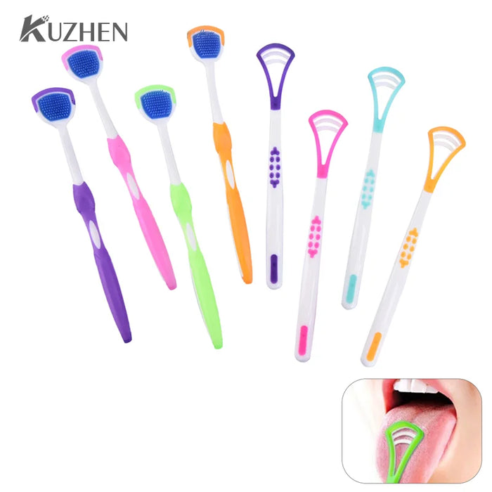 Random 1pcs Tongue Brush Professional Plastic Tongue Tounge Cleaner Scraper Care