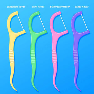 30Pcs/Bag Colorful Fruit Flavor Bagged Dental Floss Pick Teeth Cleaner High Tensile Force Teeth Stick Oral Hygiene Care Tool