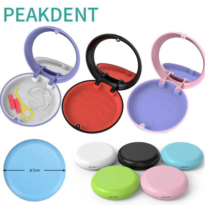 1Pcs Retainer Case Solid Orthodontic Mouth Guard Denture Mouthguard Box with Mirror Disassembly Oral Care Aligner Organizer