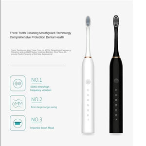 Electric Toothbrush Smart Timing Tooth Brush USB Rechargeable Teeth Clean Whitening Sonic Toothbrush With Replacement Head