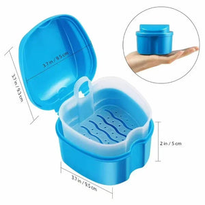 Denture Storage Box Case Denture Brush Set Dental Retainer False Teeth with Strainer denture cups soaking dentures Case