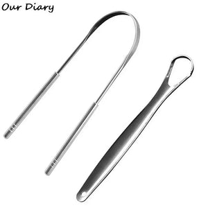 Hot sale 1/2 Pcs Tongue Scraper Stainless Steel Tongue Cleaner Bad Breath Removal Oral Care Tools