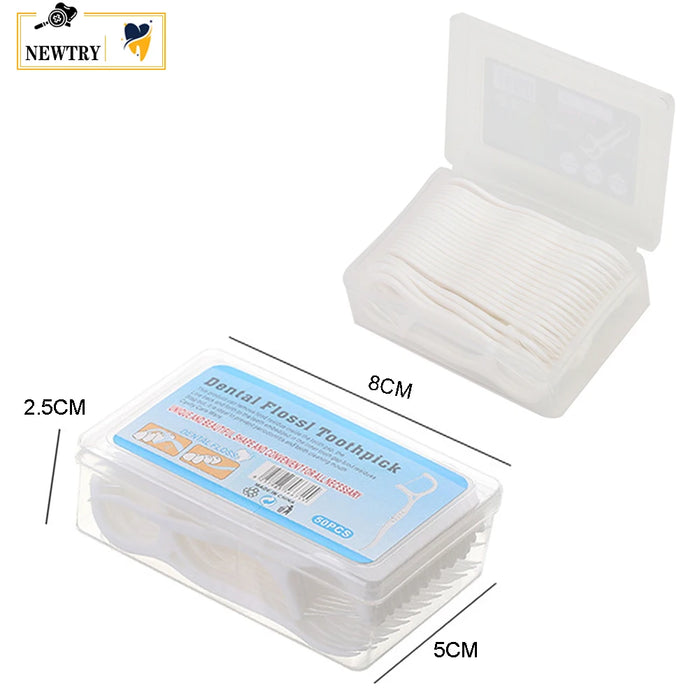 50Pcs/box Disposable Dental Floss Oral Hygiene Pick Stick Flosser Teeth Stain Cleaning Toothpick Interdental Brush For Travel
