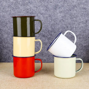 Enamel Water Mug Wide Opening Mouthwash Cup Non-sliding Base Drink Mug Anti-deform Kids Children Water Cup Outdoor Camping Cup