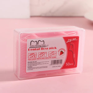 50Pcs/Box Floss Toothpick Set Colorful Fruit Flavor Dental Floss Stick Tooth Cleaning Dental Floss Pick Oral Hygiene Care