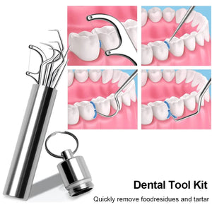 Stainless Steel Toothpick Set Teeth Tartar Cleaning Tools Portable Dental Floss Reusable Dental Floss Oral Hygiene Care