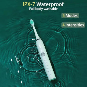 Ultrasonic Electric Toothbrush for Adults Timer Teeth Automatic Vibrator Sonic Brush Whitening IPX7 Waterproof 4 Brush Heads