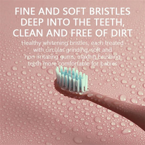 Sonic Electric Toothbrush Cartoon Kids With Cleaning brush Ultrasonic IPX7 Waterproof Rechargeable Timer Brush for Children Pink