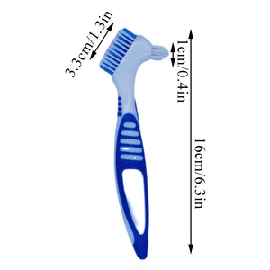 Multi-Layered Bristles Toothbrush Portable Ergonomic Denture Cleaning Brush Dual Heads Oral Care Tool Parents Denture Toothbrush