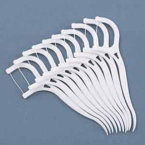 50Pcs/box Disposable Dental Floss Oral Hygiene Pick Stick Flosser Teeth Stain Cleaning Toothpick Interdental Brush For Travel