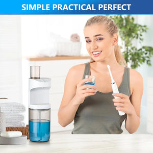 Automatic Mouthwash Dispenser Touchless 550mL Wall Mounted Mouth Wash Dispenser for Bathroom with Magnetic Cups for Adults Kids