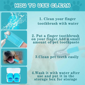Dog Finger Toothbrush | Toothbrush & Storage Case | Nontoxic Silicone | Teeth Cleaning Breath Dental Care Plaque Off Pet Product