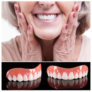 Smile Teeth Fake Braces Lower and Upper Fake Teeth Veneer Silica Gel False Teeth Removable Denture Oral Care Dentistry Veneer