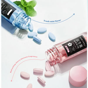 Probiotic Solid Toothpaste Mouth Freshener Oral Remove Odor Breath Lasting Oral Fresh White peach Morning Sun Mint 30 Capsules
