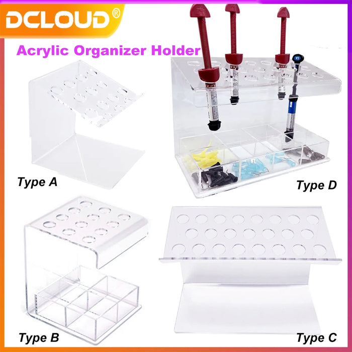 Dental Composite Resin Holder Syringe Acrylic Organizer Case Frame Transparent Dentistry Clinic Supplie Storage Box Dentist Tool