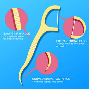 30Pcs/Bag Colorful Fruit Flavor Bagged Dental Floss Pick Teeth Cleaner High Tensile Force Teeth Stick Oral Hygiene Care Tool