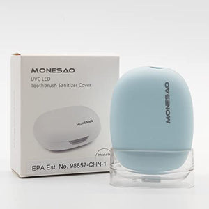 MONESAO Toothbrush Sanitizer, UVC Toothbrush Sterilizer Covers with Holder, Rechargeable Travel Home Toothbrush Cleaner Case for All Electric and Manual Toothbrushes (Blue)