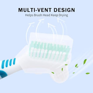 Liayozl Denture Brush Set with Cover, Cleaning Brush Double Sided Denture Toothbrush, Rubber Anti-Slip Handle, Denture Care False Teeth Cleaner Tool (2Brushes & 2Covers)