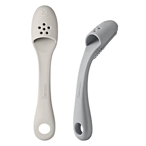 Coomazy Dog Finger Toothbrush, Dog Tooth Brushing Kit with Food Grade Silicone, Easily Clean Teeth Dirt, Suitable for Medium and Large Dogs, 2-Packs, Beige+Grey