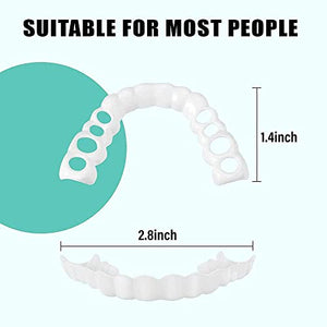 1Set Dentures Veneers Tooth,Dental Care Kits for Anti Molar Orthodontic Cosmetic Teeth,Smile Snap Tooth.(White,1Top+ 1Bottom+2Adhesives+1Tweezers+1Heart-Shaped Storage Box）